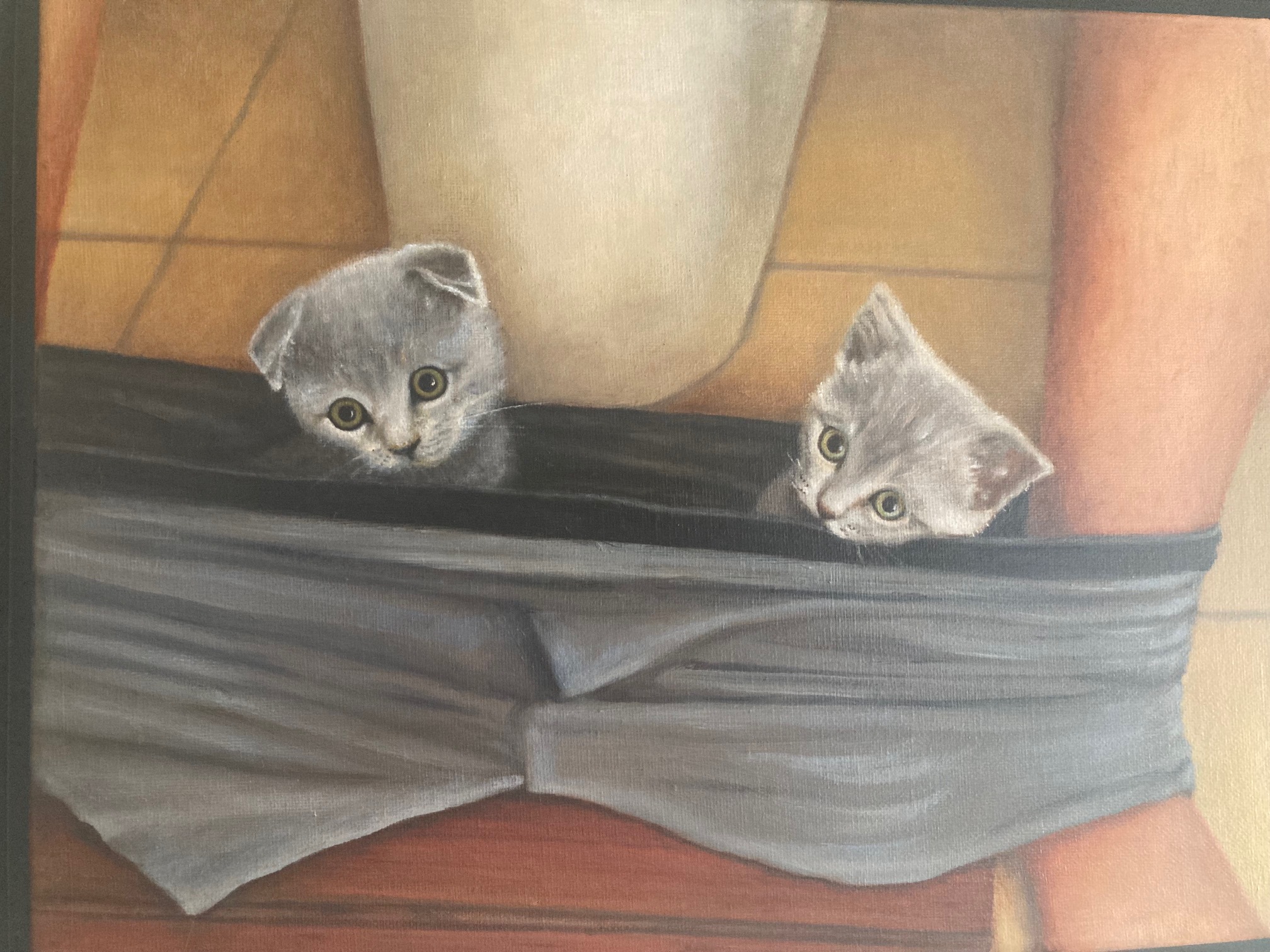 Oil painting of two kittens, from reference photograph